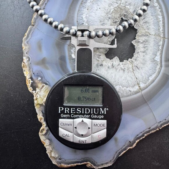 Sterling Silver Southwestern Style 6 mm Navajo Pearl Beads 16"- 18" Necklace - Picture 10 of 10